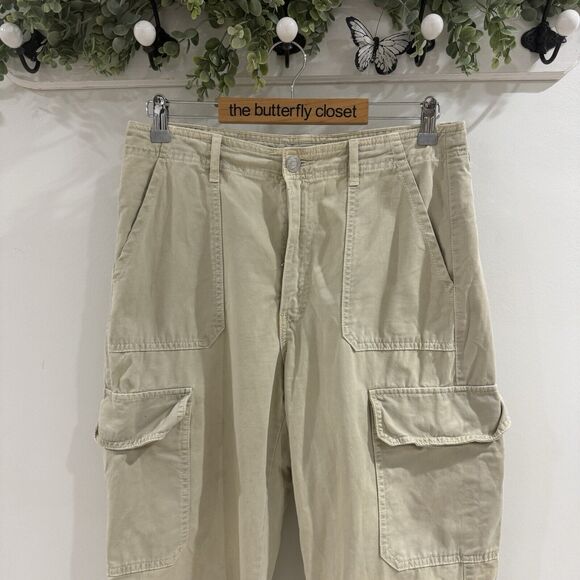 Zara Womens Wide Leg Cargo Pants Cream Size 8 - Picture 4 of 4
